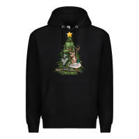 Black hunting christmas tree Premium Hoodie - MaliasSmallBusiness