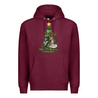 Burgundy hunting christmas tree Premium Hoodie - MaliasSmallBusiness
