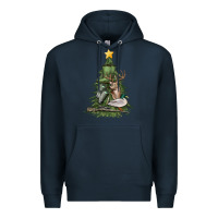 Navy hunting christmas tree Premium Hoodie - MaliasSmallBusiness