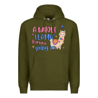 Army Green a whole llama learning going on Premium Hoodie - MaliasSmallBusiness