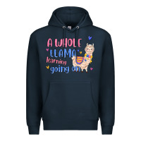 Navy a whole llama learning going on Premium Hoodie - MaliasSmallBusiness