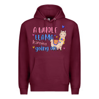 Burgundy a whole llama learning going on Premium Hoodie - MaliasSmallBusiness