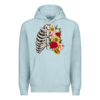 Blue Mist floral ribcage Premium Hoodie - MaliasSmallBusiness