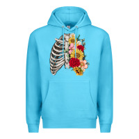 Ocean Blue floral ribcage Premium Hoodie - MaliasSmallBusiness