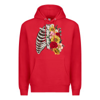 Red floral ribcage Premium Hoodie - MaliasSmallBusiness