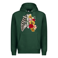Sports Green floral ribcage Premium Hoodie - MaliasSmallBusiness