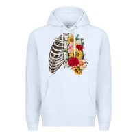 White floral ribcage Premium Hoodie - MaliasSmallBusiness