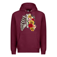 Burgundy floral ribcage Premium Hoodie - MaliasSmallBusiness