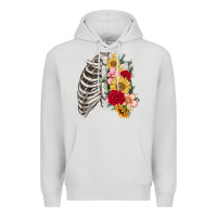 Dove Grey floral ribcage Premium Hoodie - MaliasSmallBusiness