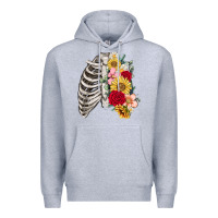 Heather Grey floral ribcage Premium Hoodie - MaliasSmallBusiness