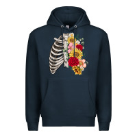 Navy floral ribcage Premium Hoodie - MaliasSmallBusiness
