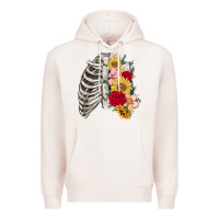 Pale Pink floral ribcage Premium Hoodie - MaliasSmallBusiness