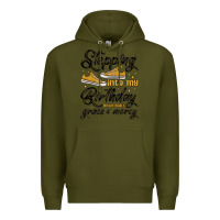 Army Green stepping into my birthday with god s grace and mer Premium Hoodie - MaliasSmallBusiness