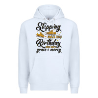 White stepping into my birthday with god s grace and mer Premium Hoodie - MaliasSmallBusiness