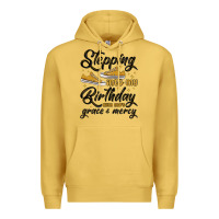 Antique Gold stepping into my birthday with god s grace and mer Premium Hoodie - MaliasSmallBusiness
