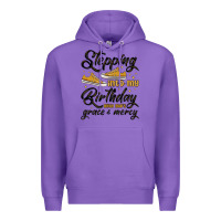 Purple stepping into my birthday with god s grace and mer Premium Hoodie - MaliasSmallBusiness