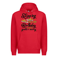 Red stepping into my birthday with god s grace and mer Premium Hoodie - MaliasSmallBusiness