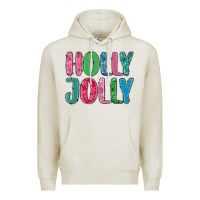 Oatmeal Heather holly jolly Premium Hoodie - MaliasSmallBusiness
