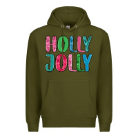Army Green holly jolly Premium Hoodie - MaliasSmallBusiness