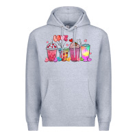 Heather Grey love coffee cups Premium Hoodie - MaliasSmallBusiness
