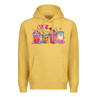 Antique Gold love coffee cups Premium Hoodie - MaliasSmallBusiness