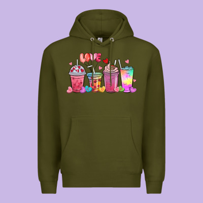 Premium Hoodie love coffee cups