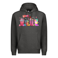 Charcoal Heather love coffee cups Premium Hoodie - MaliasSmallBusiness