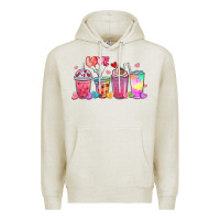 Oatmeal Heather love coffee cups Premium Hoodie - MaliasSmallBusiness