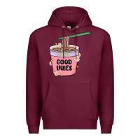 Burgundy instant good vibes noodles Premium Hoodie - MaliasSmallBusiness