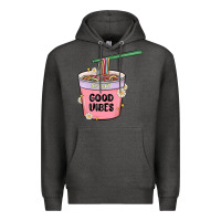 Charcoal Heather instant good vibes noodles Premium Hoodie - MaliasSmallBusiness
