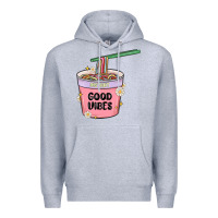 Heather Grey instant good vibes noodles Premium Hoodie - MaliasSmallBusiness