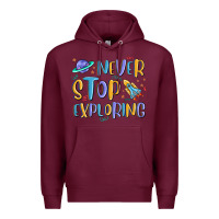 Burgundy never stop exploring Premium Hoodie - MaliasSmallBusiness