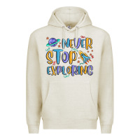 Oatmeal Heather never stop exploring Premium Hoodie - MaliasSmallBusiness
