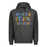 Charcoal Heather never stop exploring Premium Hoodie - MaliasSmallBusiness