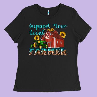 Western Support Your Local Farmer Ladies Tee Designed By Artiststas