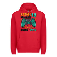 Red level 10 unlocked awesome since 2013 Premium Hoodie - MaliasSmallBusiness