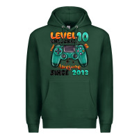 Sports Green level 10 unlocked awesome since 2013 Premium Hoodie - MaliasSmallBusiness