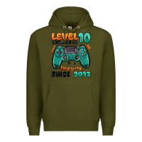 Army Green level 10 unlocked awesome since 2013 Premium Hoodie - MaliasSmallBusiness