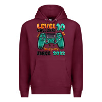Burgundy level 10 unlocked awesome since 2013 Premium Hoodie - MaliasSmallBusiness
