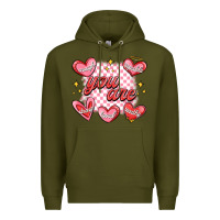 Army Green valentines day positive affirmations Premium Hoodie - MaliasSmallBusiness