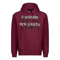 Burgundy a woman who knows her worth is dangerous Premium Hoodie - MaliasSmallBusiness
