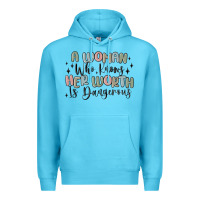 Ocean Blue a woman who knows her worth is dangerous Premium Hoodie - MaliasSmallBusiness