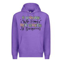 Purple a woman who knows her worth is dangerous Premium Hoodie - MaliasSmallBusiness