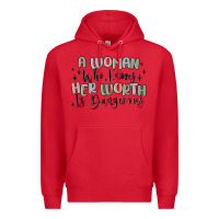 Red a woman who knows her worth is dangerous Premium Hoodie - MaliasSmallBusiness