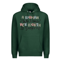 Sports Green a woman who knows her worth is dangerous Premium Hoodie - MaliasSmallBusiness