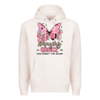 Pale Pink amazing grace how sweet the sound butterfly Premium Hoodie - MaliasSmallBusiness