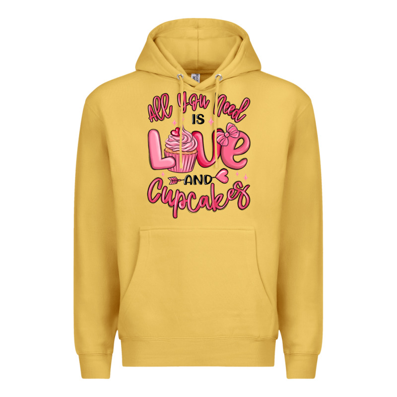 All You Need Is Love And Cupcakes Valentines Day Premium Hoodie by MaliasSmallBusiness | Teevron
