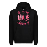 Black all you need is love and cupcakes valentines day Premium Hoodie - MaliasSmallBusiness