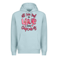 Blue Mist all you need is love and cupcakes valentines day Premium Hoodie - MaliasSmallBusiness