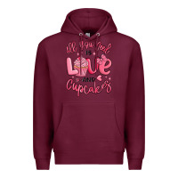 Burgundy all you need is love and cupcakes valentines day Premium Hoodie - MaliasSmallBusiness